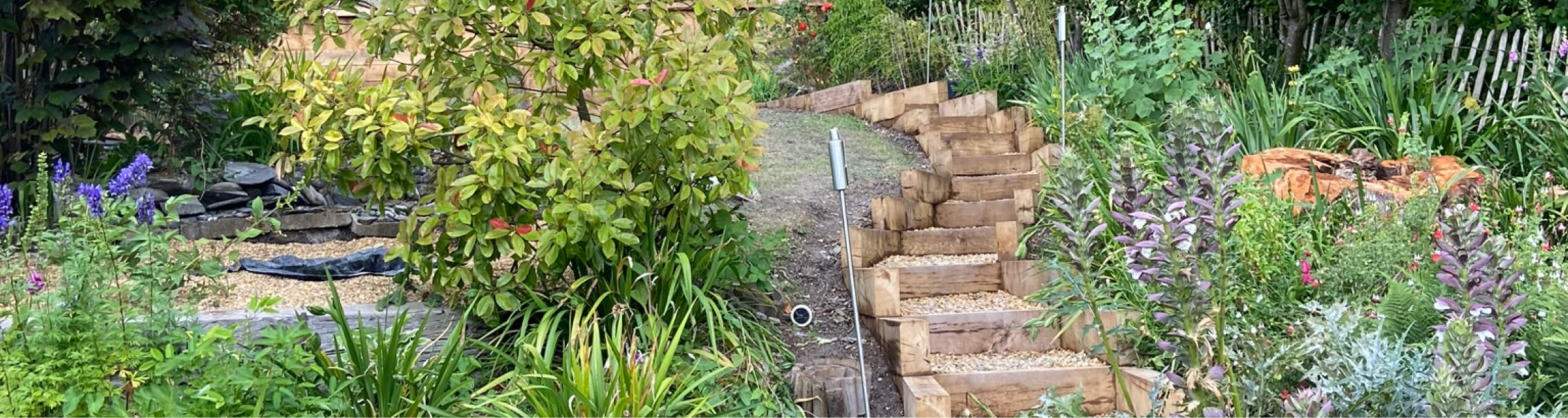 Wooden sleeper border installed in Hampshire.